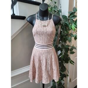 City Studio Lace Fit and Flare Dress Women Size 9 Pink Sleeveless Cocktail Party